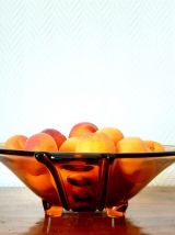 Coupe à fruits art déco ambré 