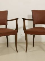 Paire de fauteuils bridge vintage année 60 en simili cuir ro