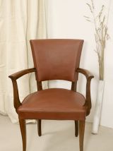 Paire de fauteuils bridge vintage année 60 en simili cuir ro