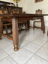 Belle table bretonne en chêne massif + 6 chaises assorties 