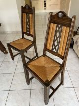 Belle table bretonne en chêne massif + 6 chaises assorties 