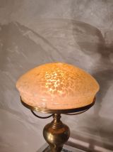 jolie lampe laiton 1930   , abat jour verre clichy 35x20  le