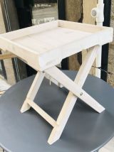 Petite table ou selette d'appoint bois patiné
