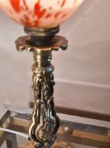 lampe bronze coquille avec une superbe tulipe tacheter orang