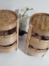 Ensemble de 2 lampes de chevet ou salon en bambou