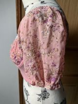 Haut/top court en tulle rose fleuri taille 36/38