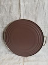 Plateau rond metal et verre vintage 