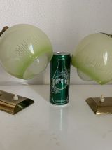 Paire vintage 1950 appliques lampes chevet dorées - 21 cm