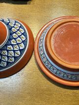 Grande tajine terre cuite décors multicolores