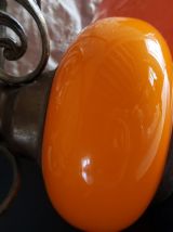 Suspension vintage laiton opaline orange