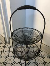 Serviteur ou porte fruits en métal anthracite