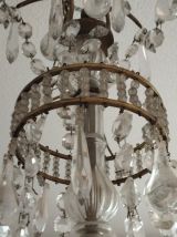 Lustre à pampilles Louis XVI d'époque en cristal, magnifique