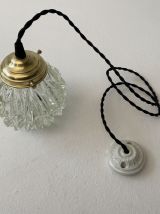 PAIRE D’ANCIENNES  SUSPENSIONS EN VERRE VINTAGE