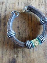 Collier et Bracelet cuir et métal Africains