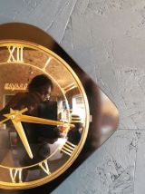 Horloge formica vintage pendule murale "Bayard noir doré"