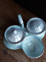Salière poivrier moutardier Victoria China porcelaine irisée