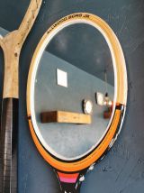 Miroir mural ovale bois raquette tennis vintage Donnay noir