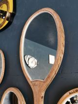Miroir mural ovale bois raquette tennis vintage "High Life"