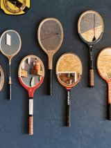Miroir mural ovale bois raquette tennis vintage "High Life"