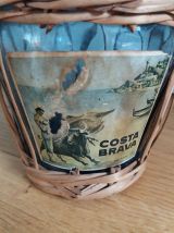 Dame Jeanne bouteille verre bleu et osier