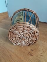 Dame Jeanne bouteille verre bleu et osier