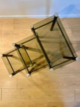 Tables gigognes noires et dorées