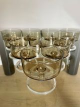 Lot de coupes champagne/dessert verre fumé