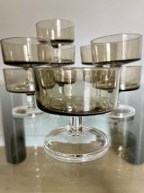 Lot de coupes champagne/dessert verre fumé