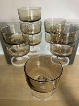 Lot de coupes champagne/dessert verre fumé