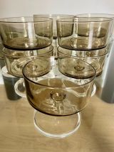 Lot de coupes champagne/dessert verre fumé