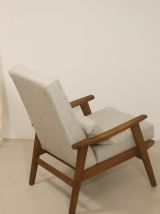 Fauteuil scandinave 1960 accoudoirs arrondis. Réf Nora.