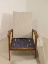 Fauteuil scandinave 1960 accoudoirs arrondis. Réf Nora.