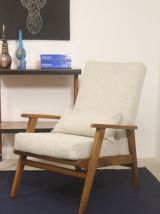 Fauteuil scandinave 1960 accoudoirs arrondis. Réf Nora.