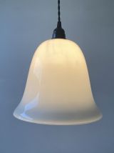 ANCIENNE SUSPENSION CLOCHE EN OPALINE XL  VINTAGE