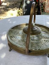 Serviteur art déco laiton et verre vintage 