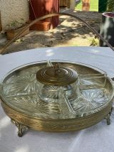 Serviteur art déco laiton et verre vintage 