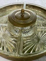 Serviteur art déco laiton et verre vintage 