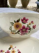 Saladier légumier plat ovale faïence de Gien 