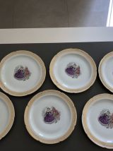 12 assiettes  décor galant porcelaine Limoges