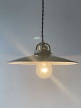 ANCIENNE SUSPENSION INDUSTRIELLE EMAILLEE VERTE 31 cm 
