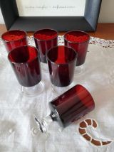 Ensemble de 6 verres à liqueur rouge Rubis LUMINARC