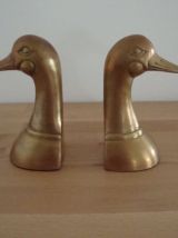 Serre livres canards vintage en bronze doré