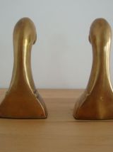 Serre livres canards vintage en bronze doré