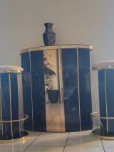 Bar a cocktail 1980 et deux tabourets 