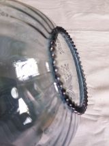 Suspension tulipe verre bleuté 