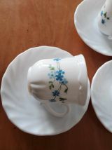 Ensemble de 4 tasses à café et soucoupes, VERONICA MYOSOTIS