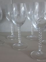 SIX VERRES A PIED "Cristal d'Arques"