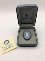 Wedgwood Jasperware - Broche - Argent poinçonné - Bleu pâle