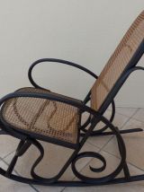 Rocking-chair  fauteuil canné à bascule de couleur noir