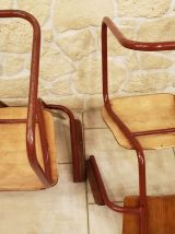 Paire de chaises d'école en tubes forme S